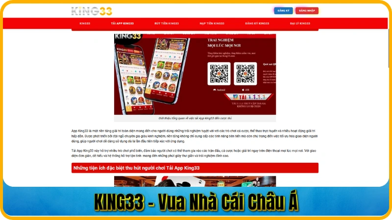 KING33 - giao diện nhà cái, sảnh thể thao, casino và e-sport